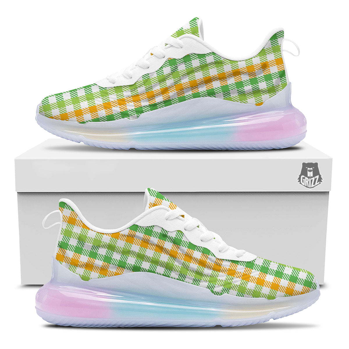 St. Patrick's Day Plaid Print Running Sneakers-grizzshop