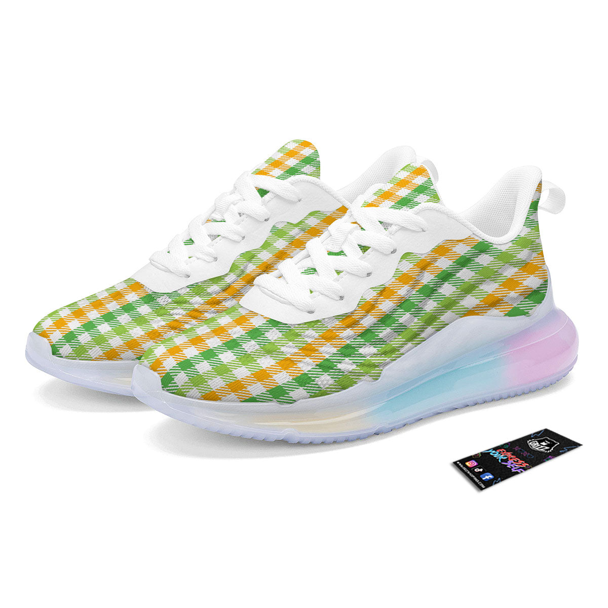 St. Patrick's Day Plaid Print Running Sneakers-grizzshop