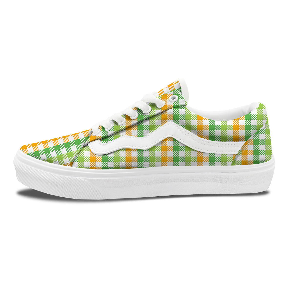 St. Patrick's Day Plaid Print Skate Shoes-grizzshop