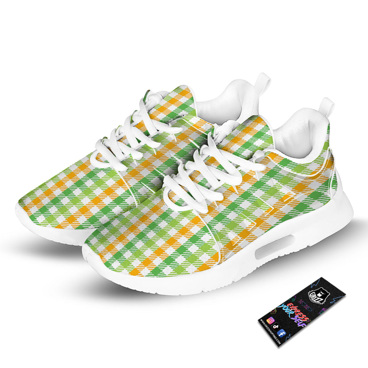 St. Patrick's Day Plaid Print Tennis Shoes-grizzshop