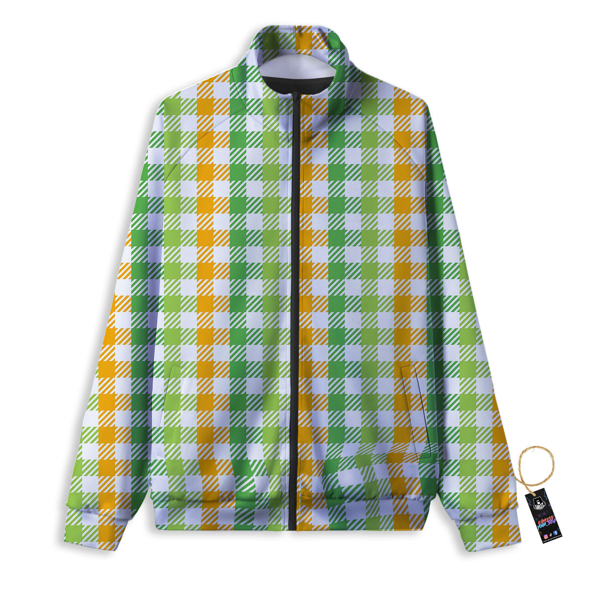 St. Patrick's Day Plaid Print Track Jacket-grizzshop