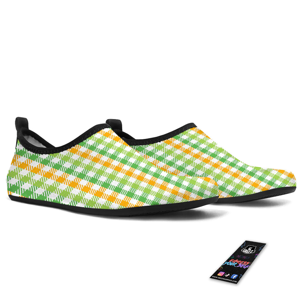 St. Patrick's Day Plaid Print Water Shoes-grizzshop