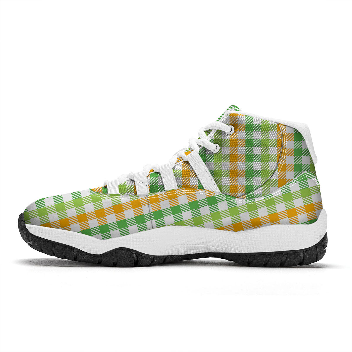 St. Patrick's Day Plaid Print White Bball Shoes-grizzshop