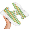 St. Patrick's Day Plaid Print White Chunky Shoes-grizzshop