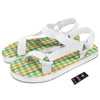 St. Patrick's Day Plaid Print White Open Toe Sandals-grizzshop