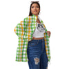 St. Patrick's Day Plaid Print Women's Sherpa Jacket-grizzshop