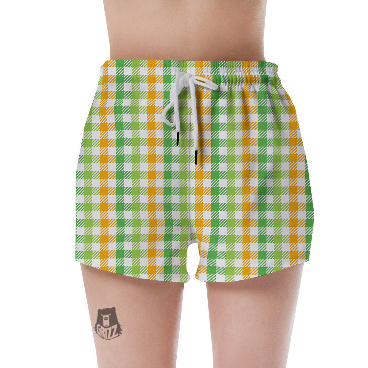 St. Patrick's Day Plaid Print Women's Shorts-grizzshop