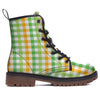 St. Patrick's Day Plaid Print Work Boots-grizzshop