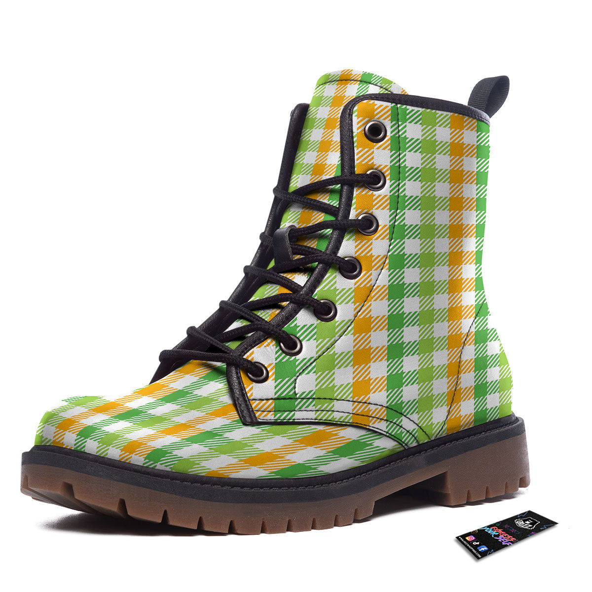 St. Patrick's Day Plaid Print Work Boots-grizzshop