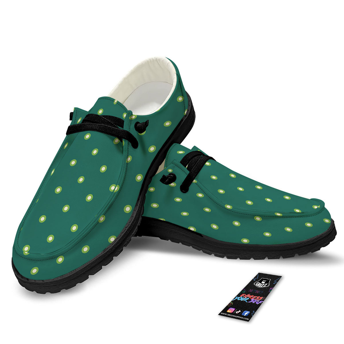 St. Patrick's Day Polka Dot Irish Print Black Loafers-grizzshop