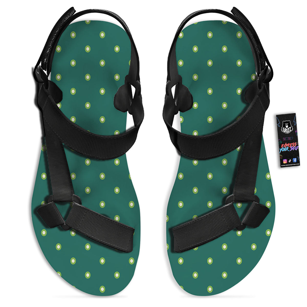 St. Patrick's Day Polka Dot Irish Print Black Open Toe Sandals-grizzshop