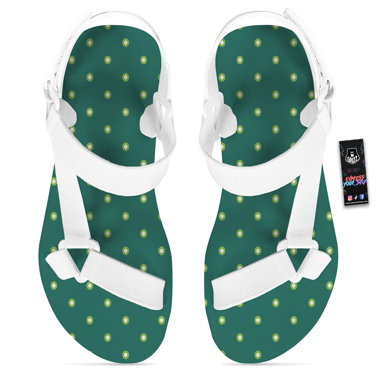 St. Patrick's Day Polka Dot Irish Print White Open Toe Sandals-grizzshop