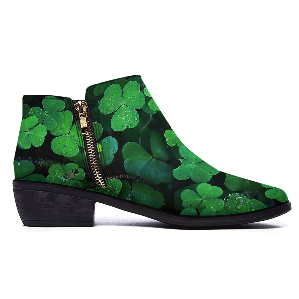 St. Patrick's Day Shamrock Clover Print Ankle Boots-grizzshop