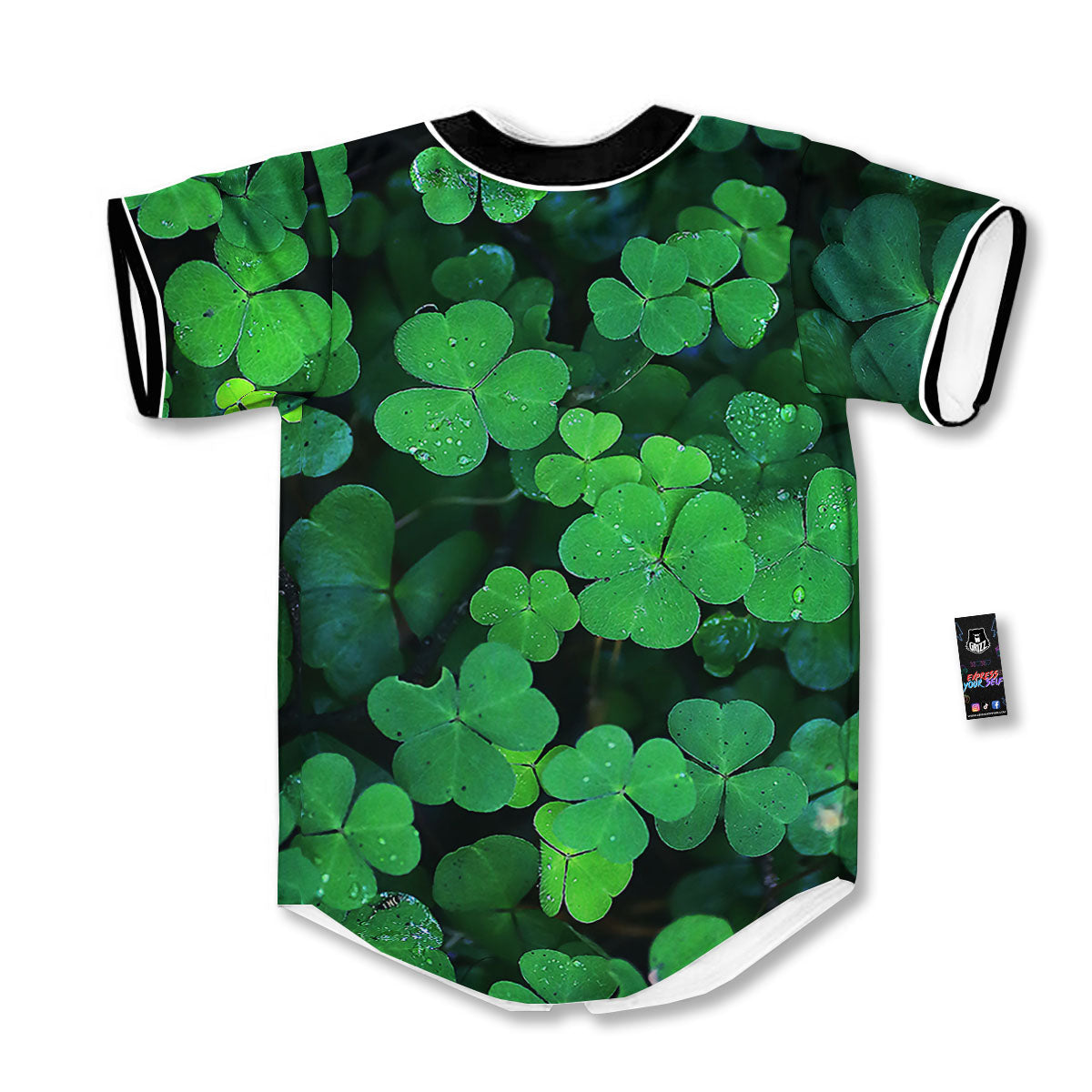 St. Patrick's Day Shamrock Clover Print Baseball Jersey-grizzshop