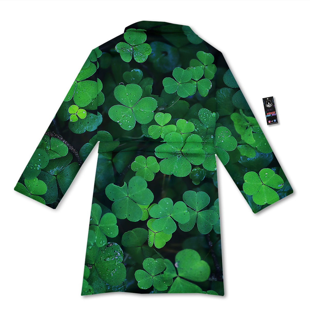 St. Patrick's Day Shamrock Clover Print Bathrobe-grizzshop