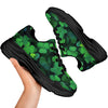 St. Patrick's Day Shamrock Clover Print Black Chunky Shoes-grizzshop