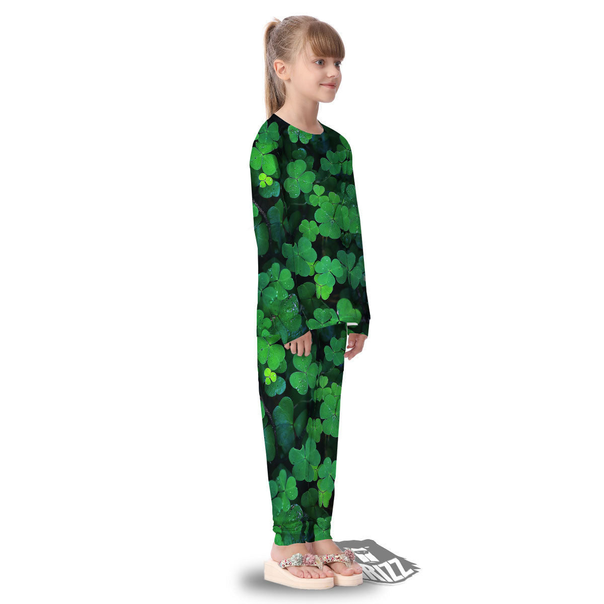 St. Patrick's Day Shamrock Clover Print Kid's Pajamas-grizzshop