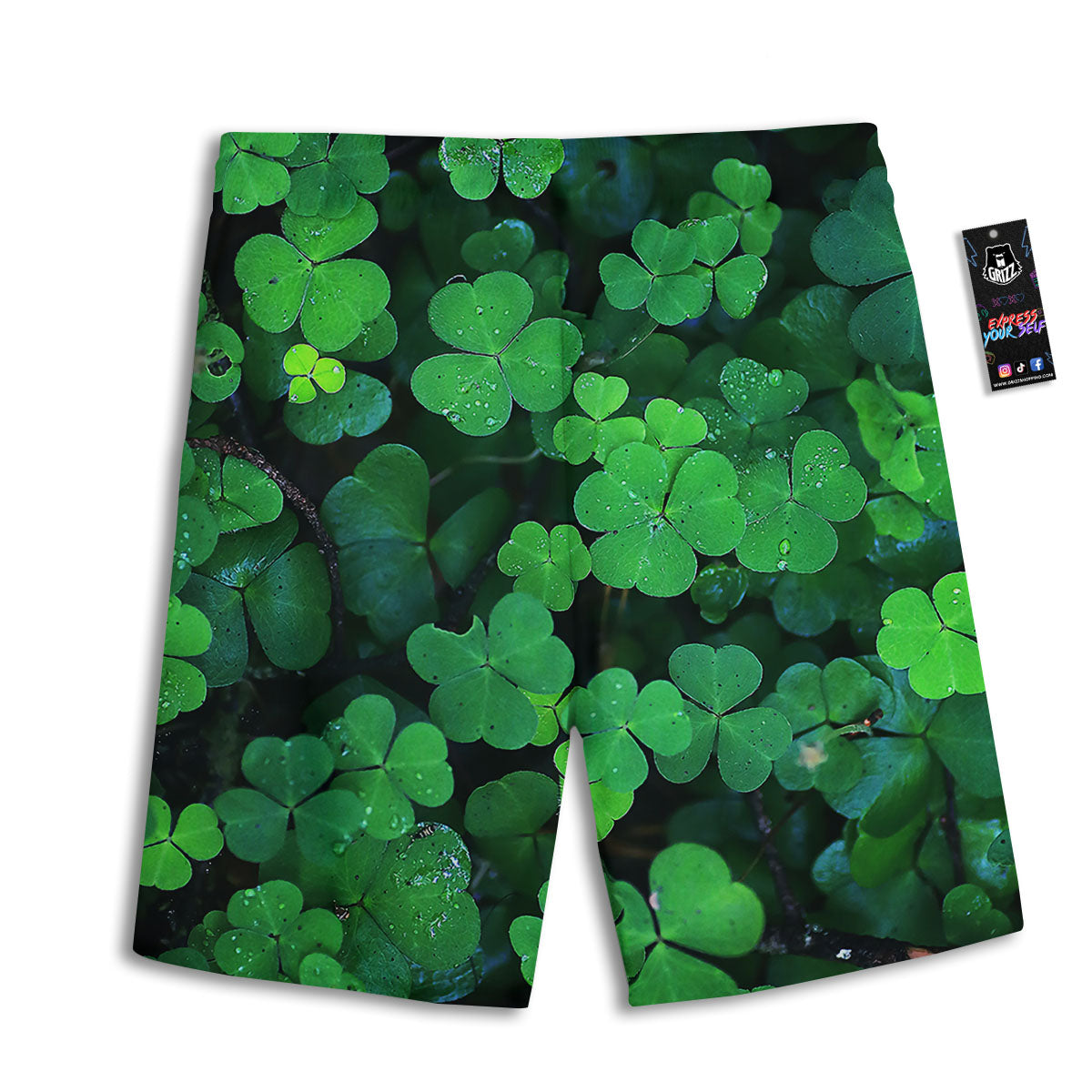 St. Patrick's Day Shamrock Clover Print Men's Athletic Shorts