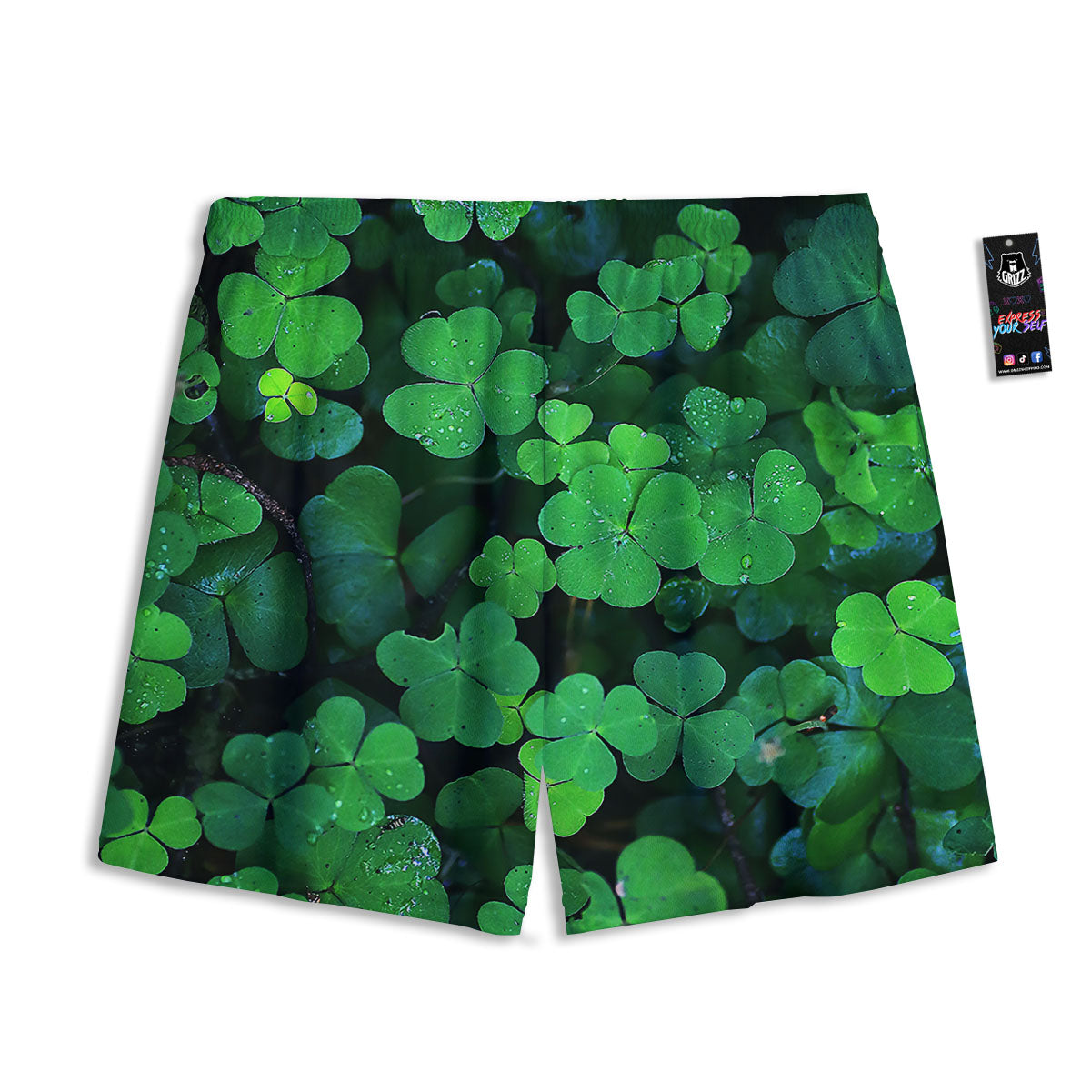 St. Patrick's Day Shamrock Clover Print Mesh Shorts