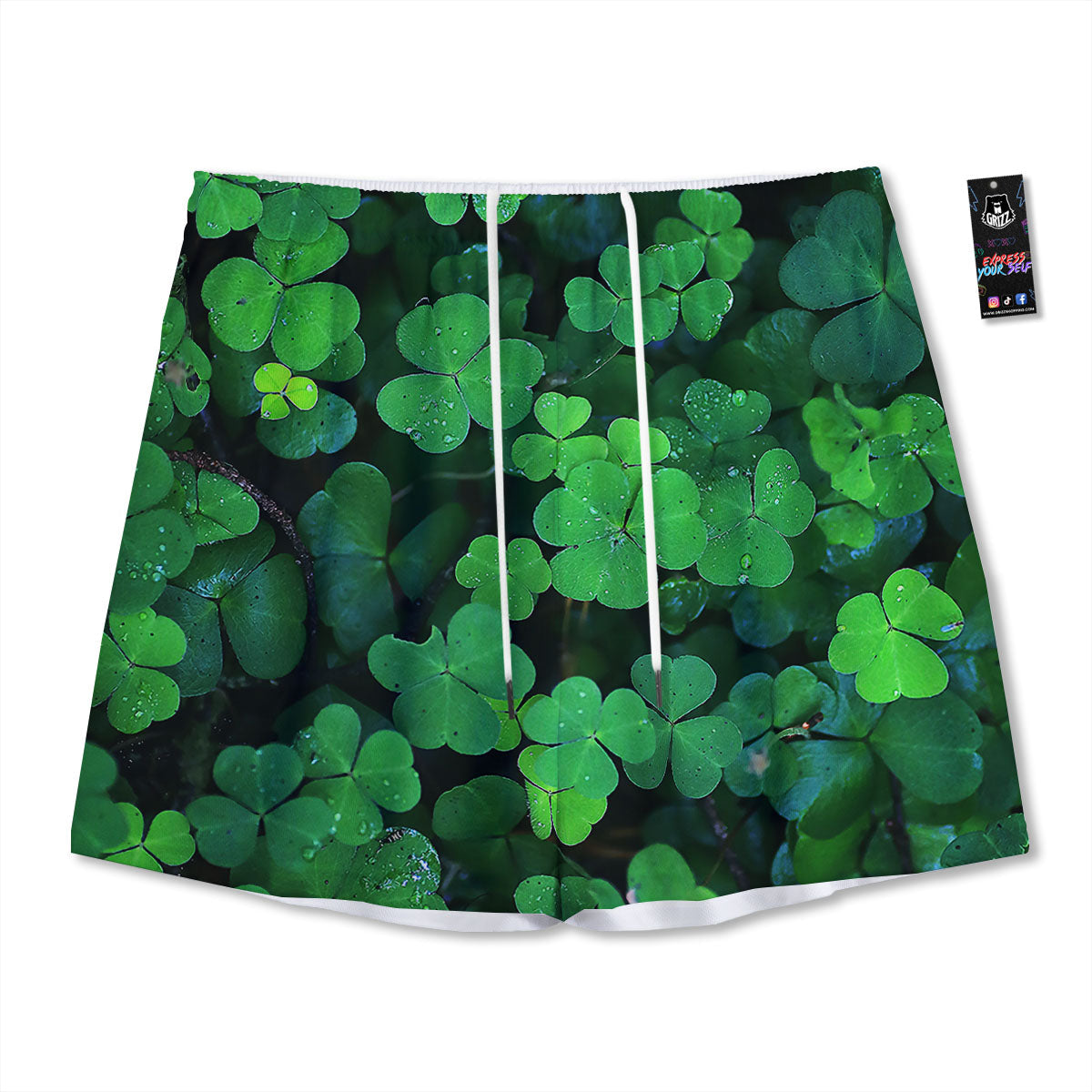 St. Patrick's Day Shamrock Clover Print Mesh Shorts
