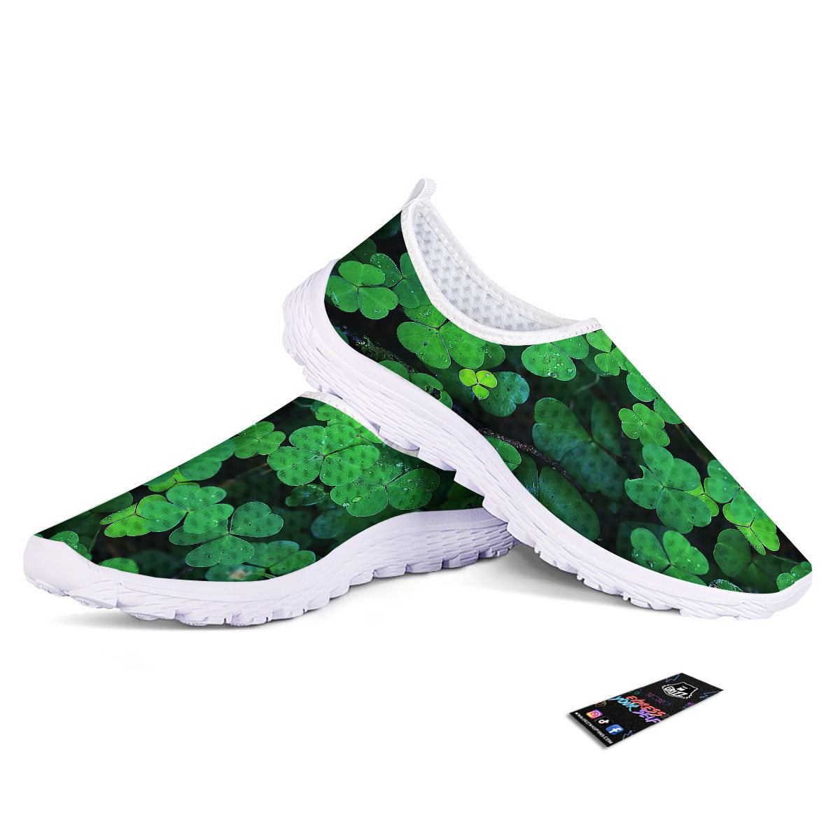 St. Patrick's Day Shamrock Clover Print Nurse Shoes-grizzshop