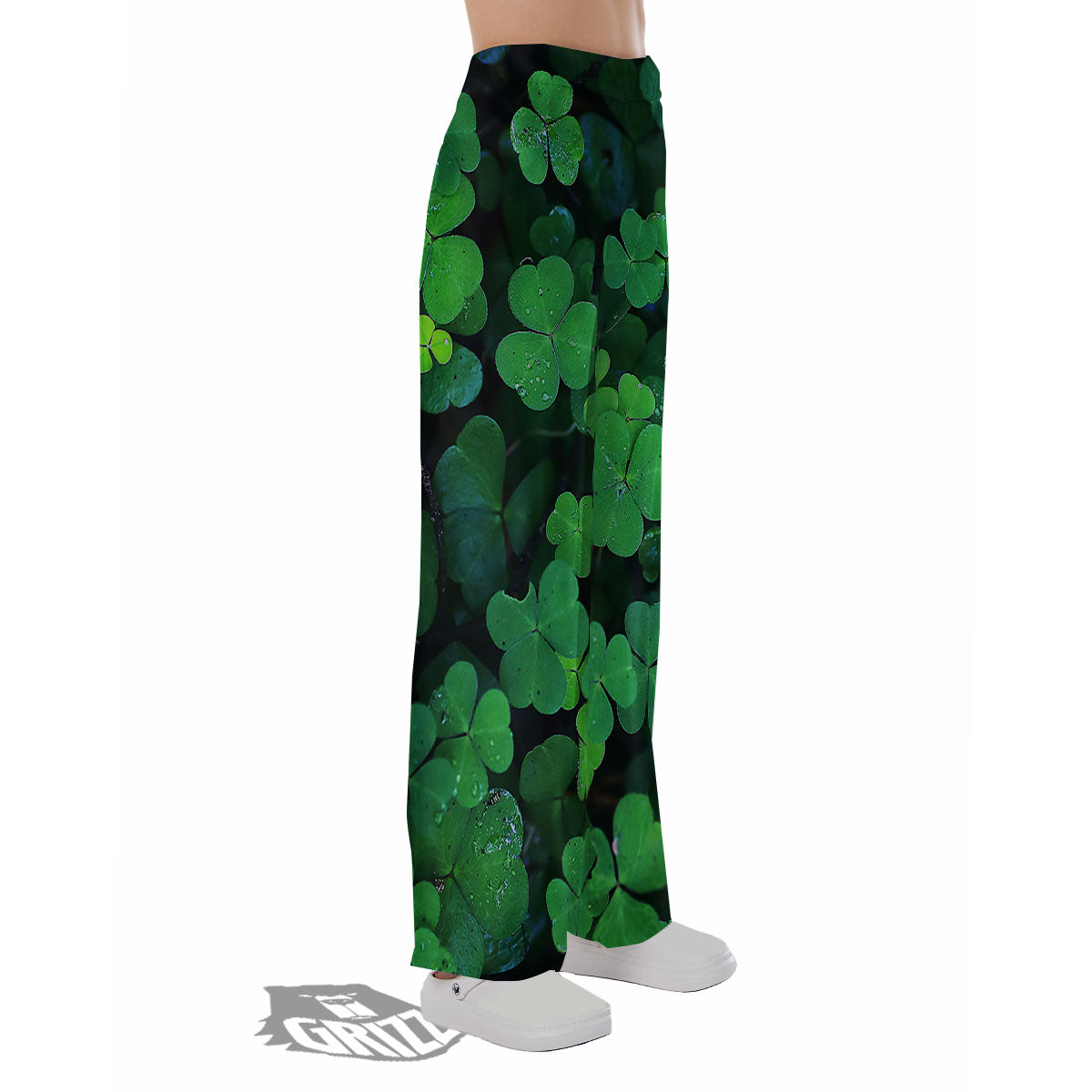 St. Patrick's Day Shamrock Clover Print Pajama Pants-grizzshop