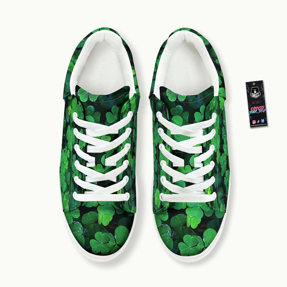 St. Patrick's Day Shamrock Clover Print Platform Shoes-grizzshop