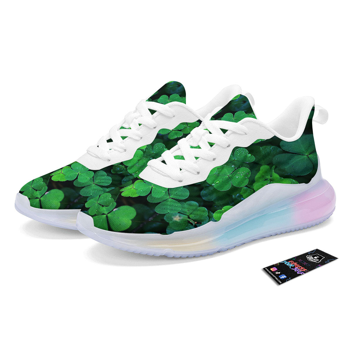 St. Patrick's Day Shamrock Clover Print Running Sneakers-grizzshop