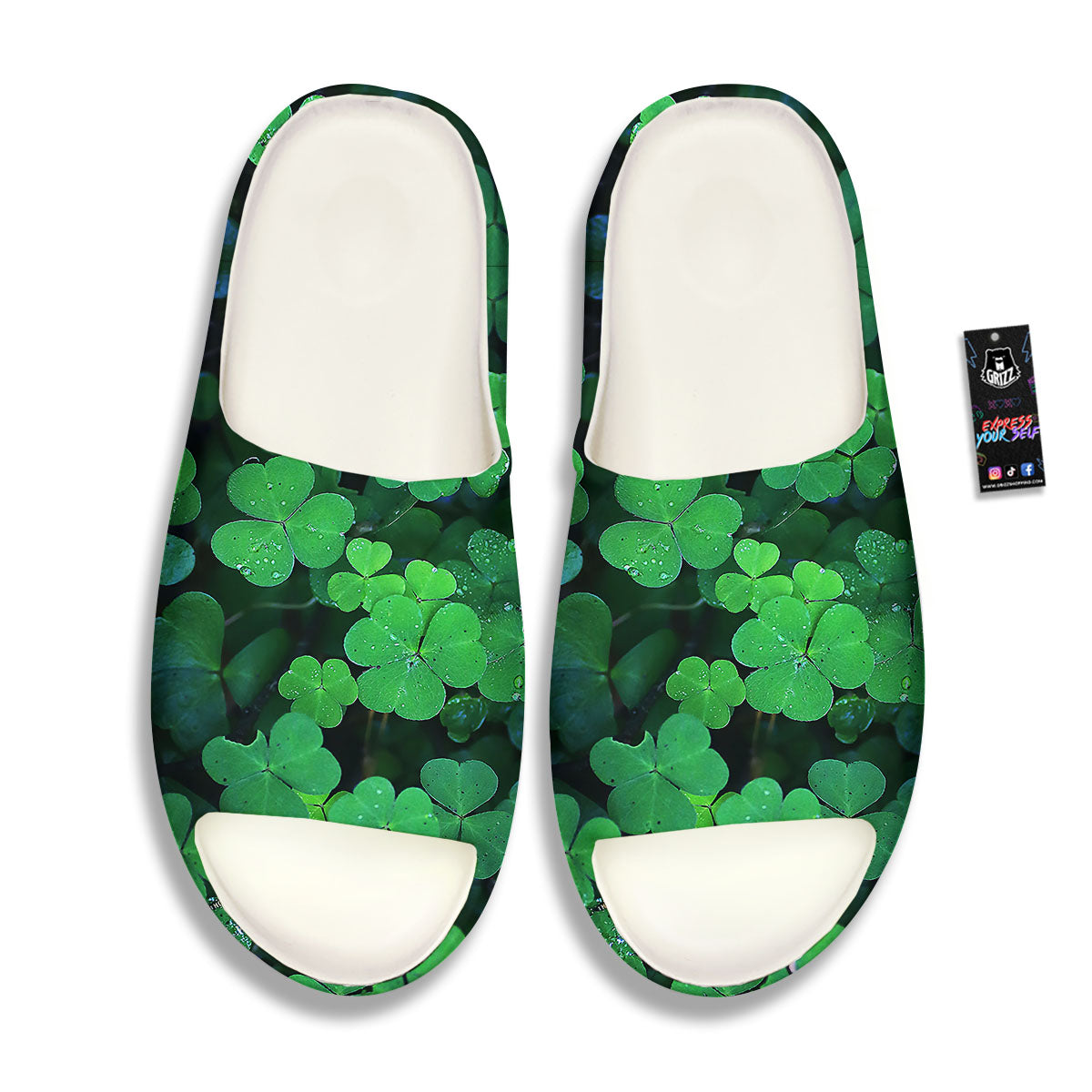 St. Patrick's Day Shamrock Clover Print Sandals-grizzshop