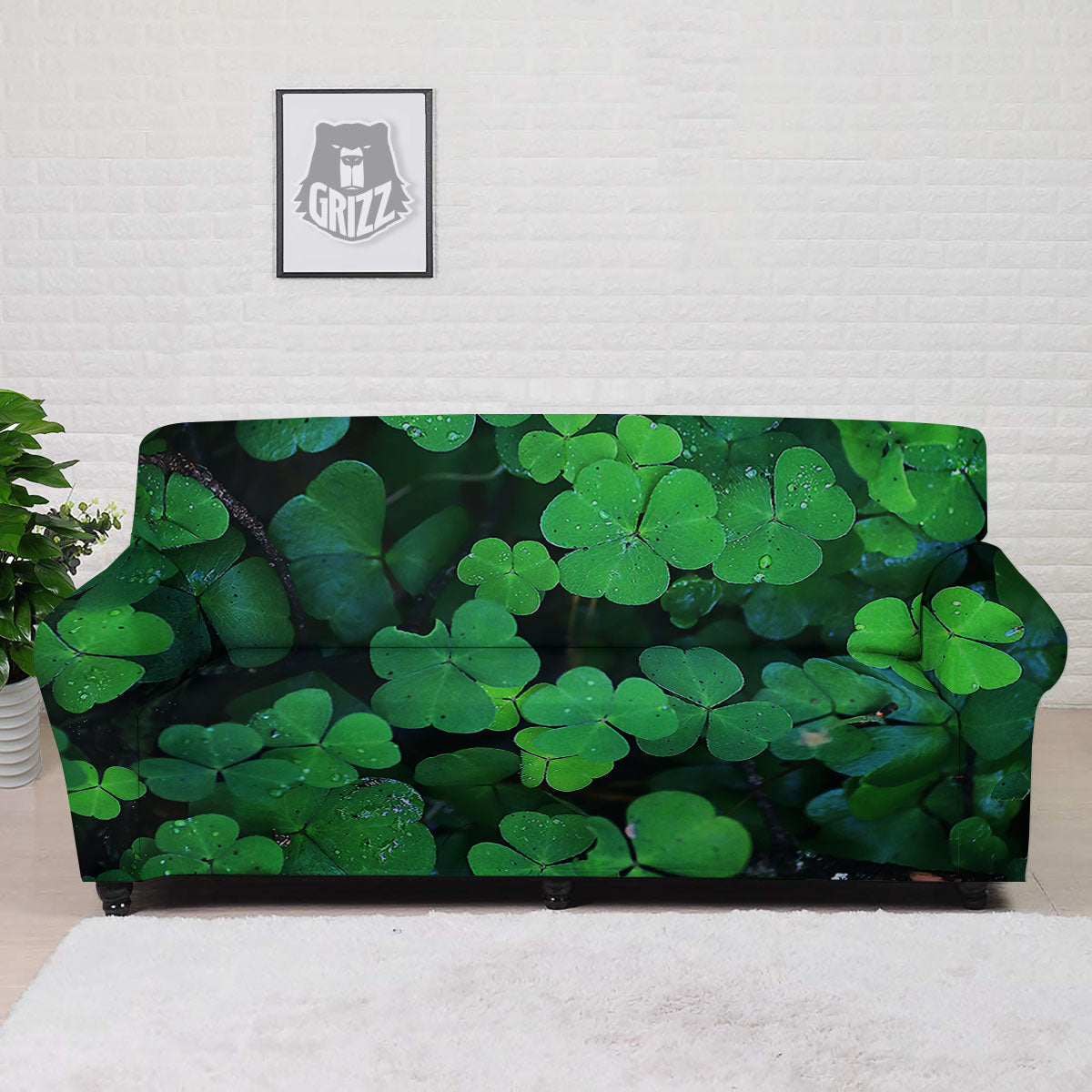 St. Patrick's Day Shamrock Clover Print Sofa Cover-grizzshop