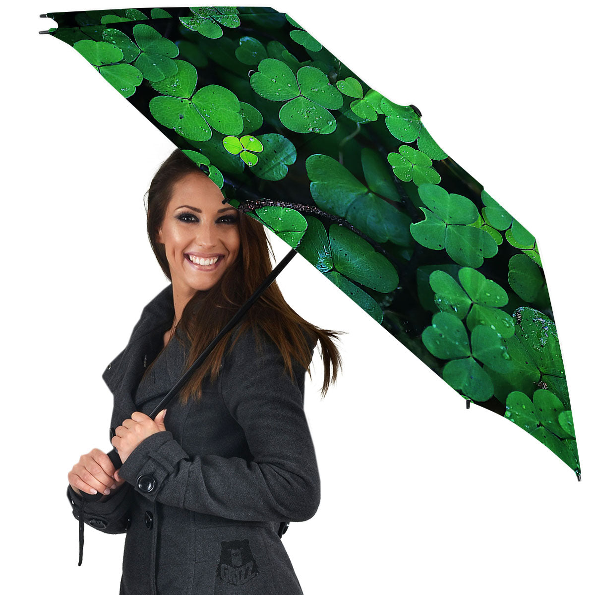 St. Patrick's Day Shamrock Clover Print Umbrella-grizzshop
