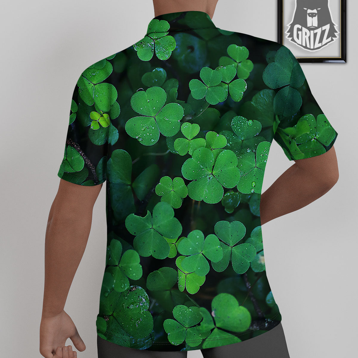 St. Patrick's Day Shamrock Clover Print Untucked Shirts-grizzshop