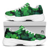 St. Patrick's Day Shamrock Clover Print White Chunky Shoes-grizzshop