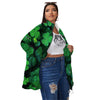 St. Patrick's Day Shamrock Clover Print Women's Sherpa Jacket-grizzshop