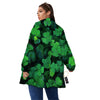 St. Patrick's Day Shamrock Clover Print Women's Sherpa Jacket-grizzshop