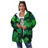 St. Patrick's Day Shamrock Clover Print Women's Sherpa Jacket-grizzshop