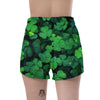 St. Patrick's Day Shamrock Clover Print Women's Shorts-grizzshop