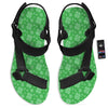 St. Patrick's Day Shamrock Leaf Print Pattern Black Open Toe Sandals-grizzshop