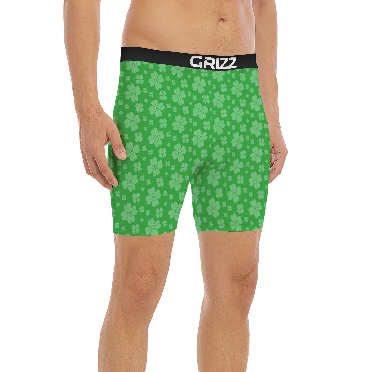 St. Patrick's Day Shamrock Leaf Print Pattern Boxer Briefs-grizzshop