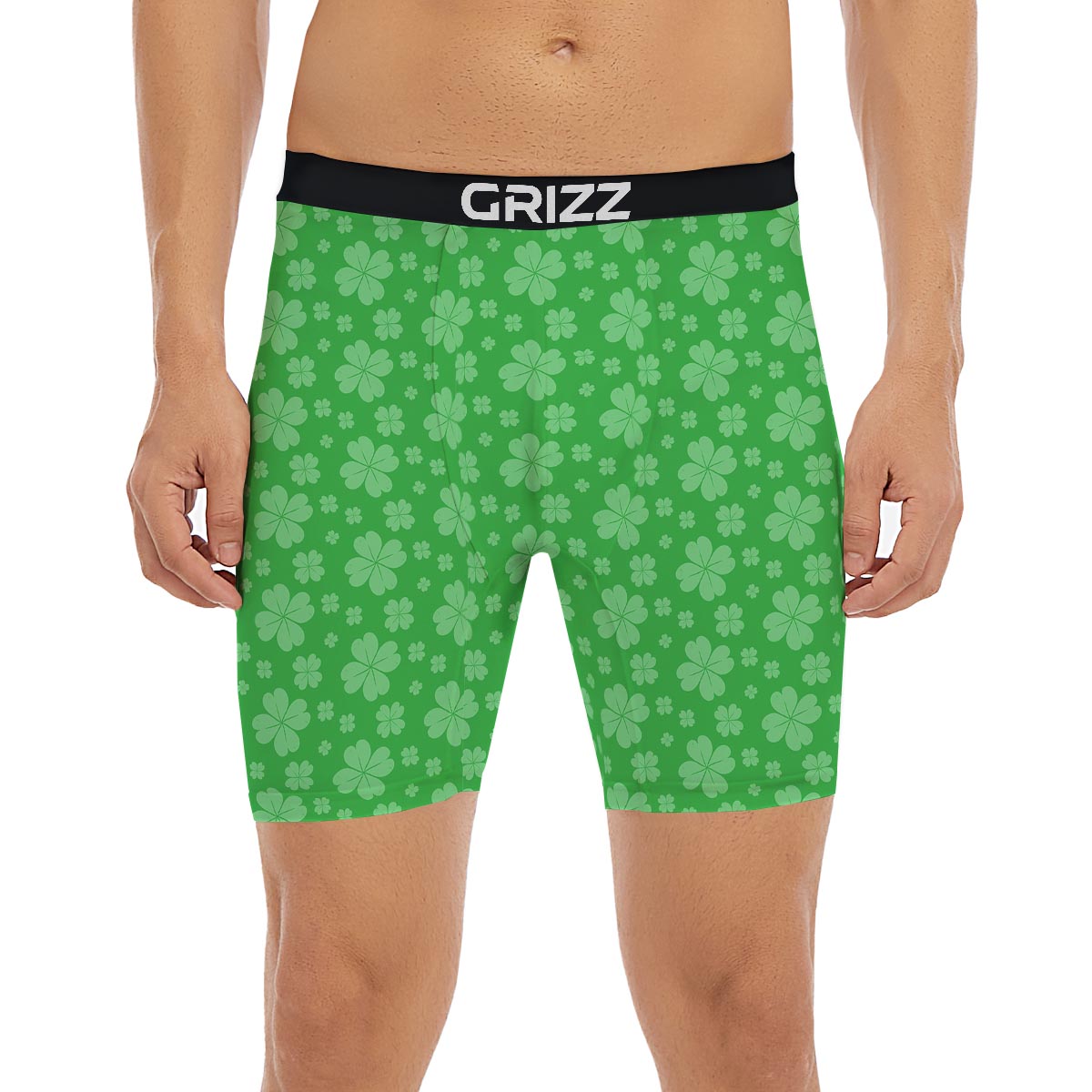 St. Patrick's Day Shamrock Leaf Print Pattern Boxer Briefs-grizzshop