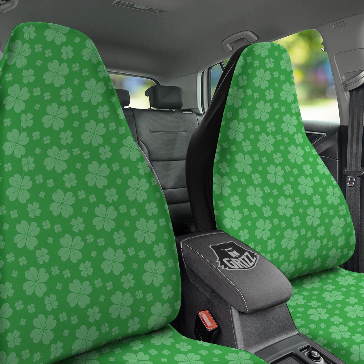 St. Patrick's Day Shamrock Leaf Print Pattern Car Seat Covers-grizzshop