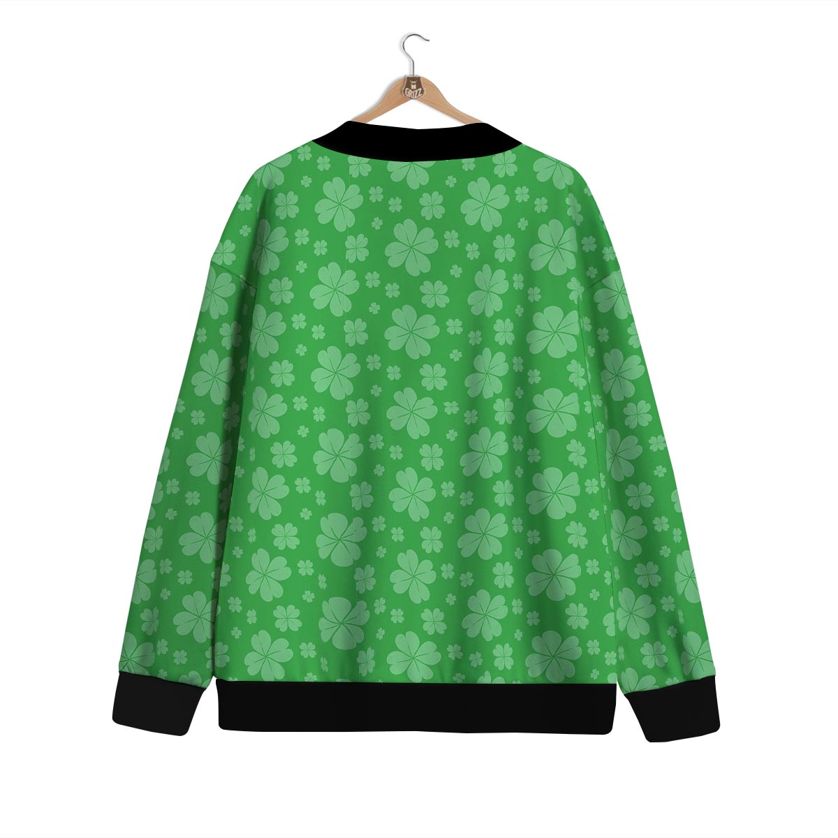 St. Patrick's Day Shamrock Leaf Print Pattern Cardigan-grizzshop