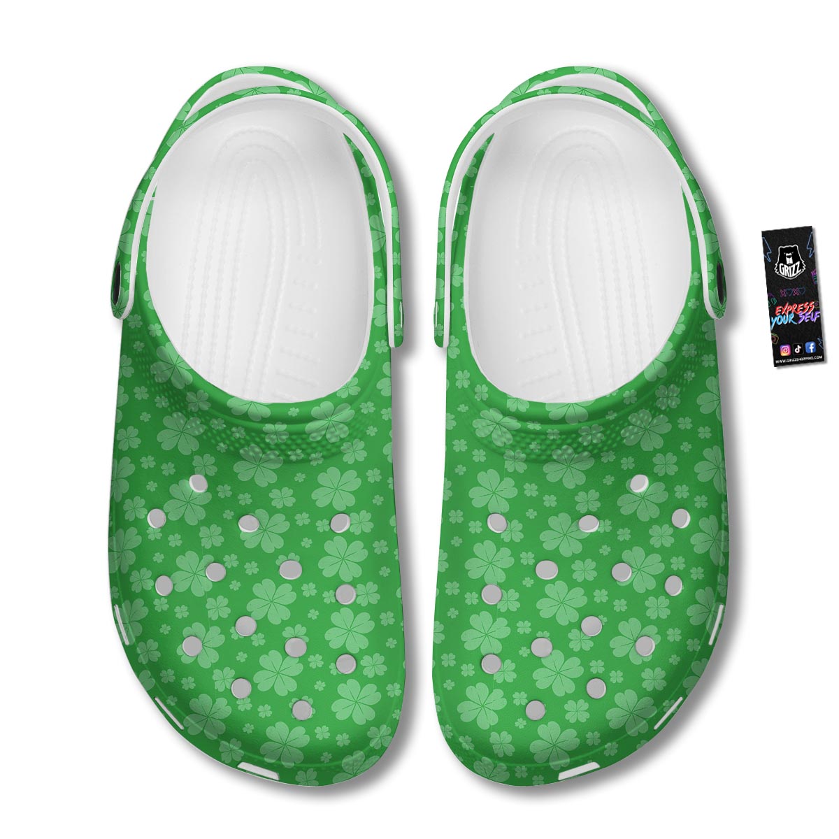 St. Patrick's Day Shamrock Leaf Print Pattern Clog-grizzshop