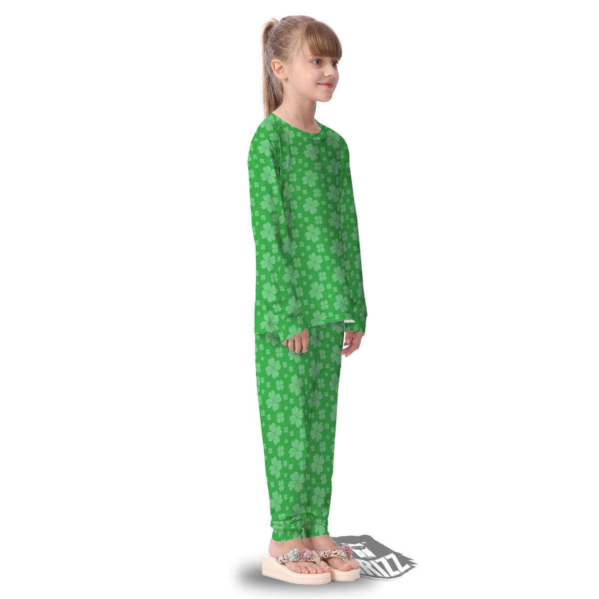 St. Patrick's Day Shamrock Leaf Print Pattern Kid's Pajamas-grizzshop