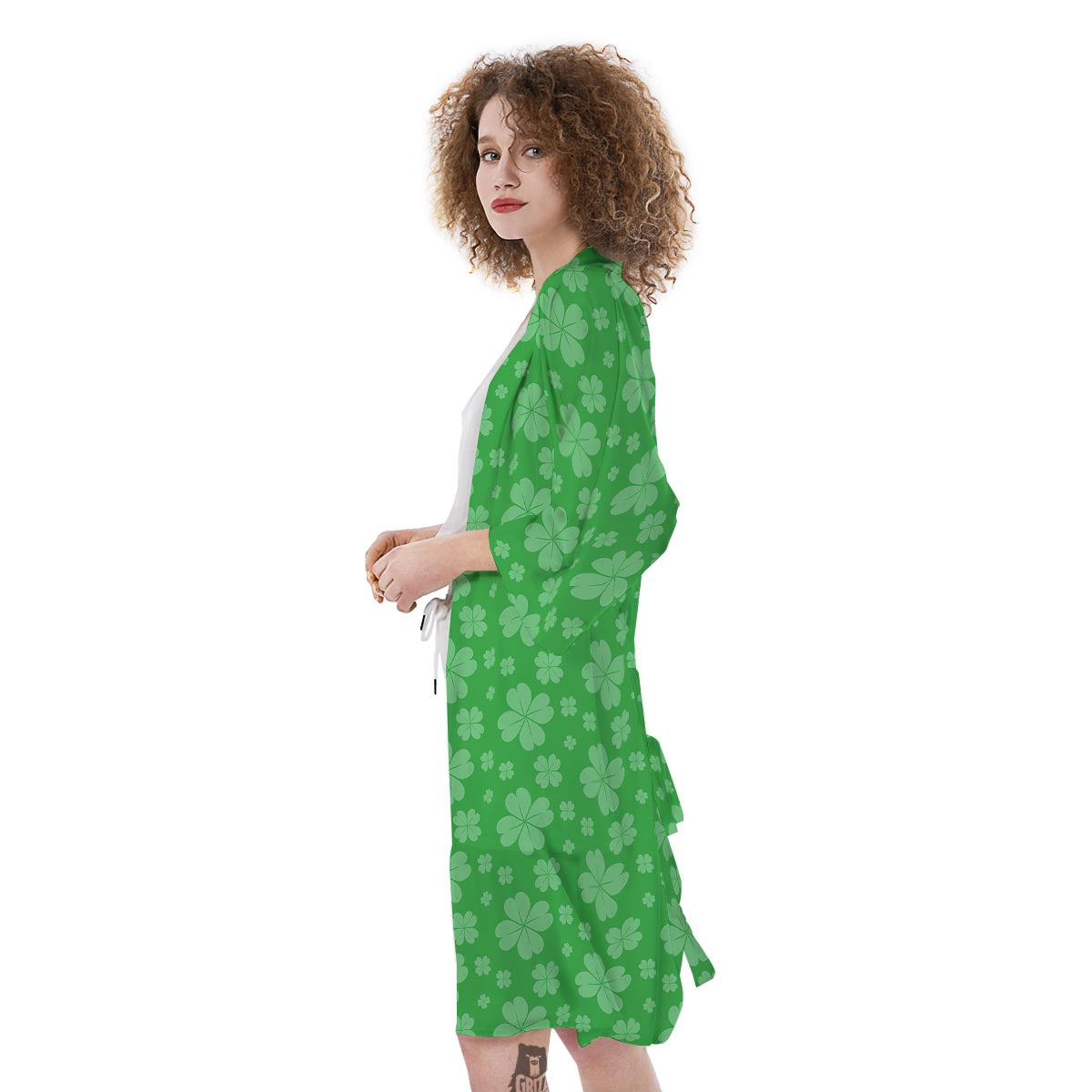 St. Patrick's Day Shamrock Leaf Print Pattern Kimono-grizzshop