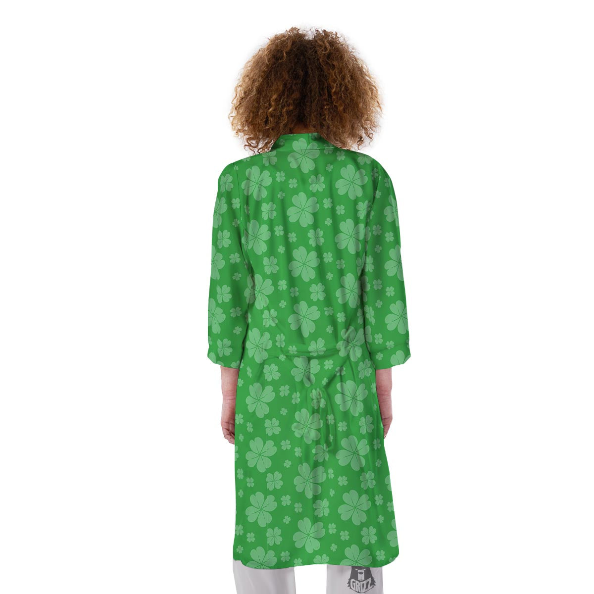 St. Patrick's Day Shamrock Leaf Print Pattern Kimono-grizzshop