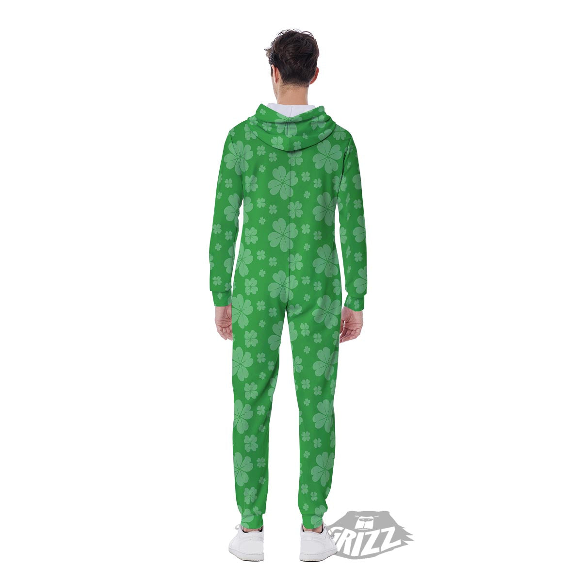 St. Patrick's Day Shamrock Leaf Print Pattern Men's Jumpsuit-grizzshop