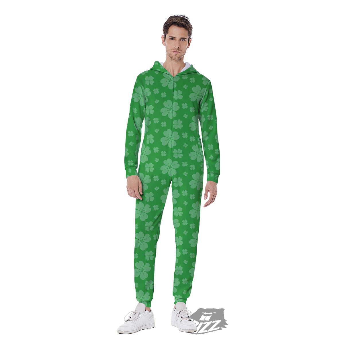 St. Patrick's Day Shamrock Leaf Print Pattern Men's Jumpsuit-grizzshop