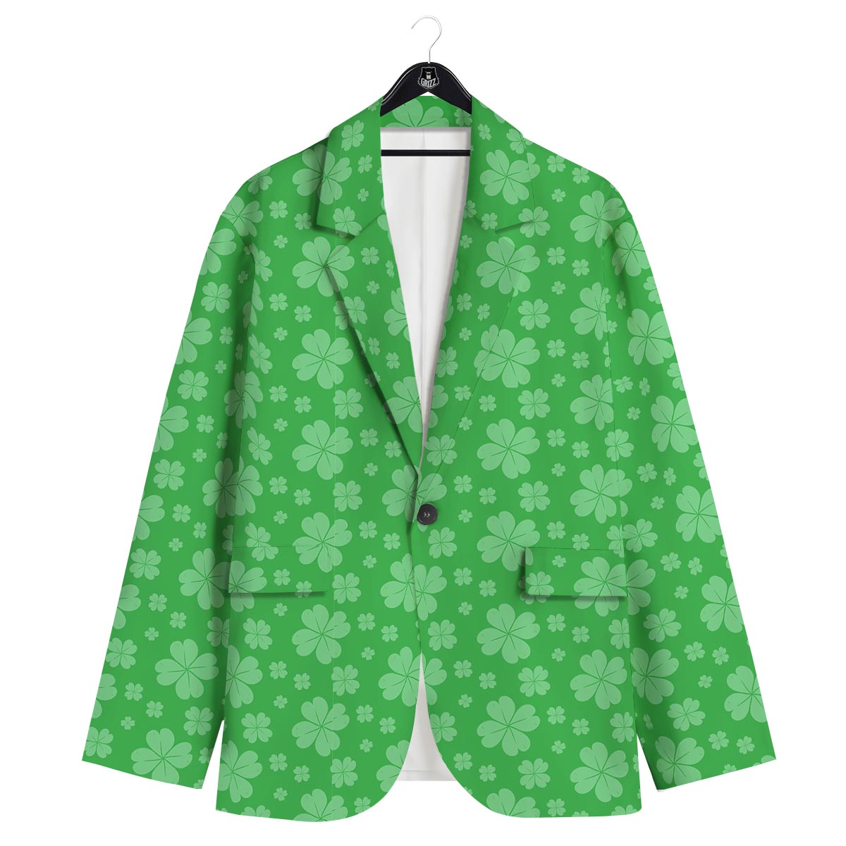 St. Patrick's Day Shamrock Leaf Print Pattern Men's Sport Coat-grizzshop