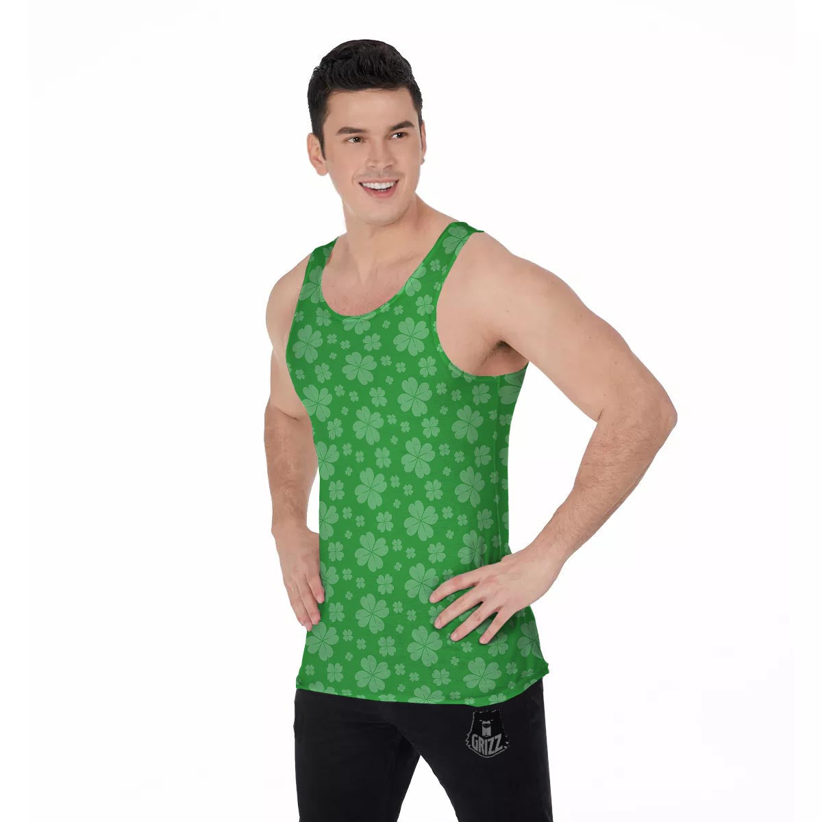 St. Patrick's Day Shamrock Leaf Print Pattern Men's Tank Top-grizzshop